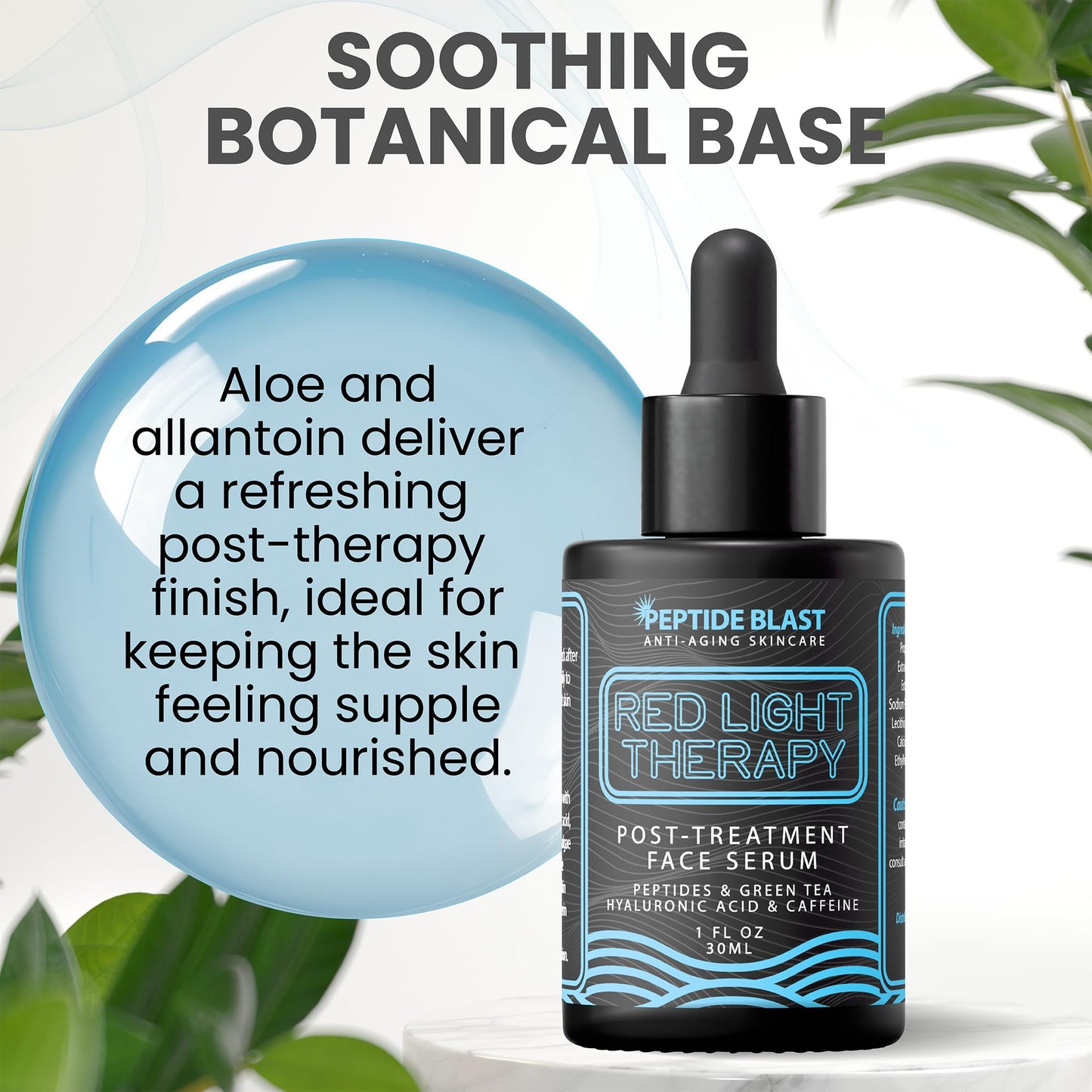 Red Light Therapy Post-Treatment Serum by Peptide Blast – Amplifies & Extends Results with Marine Extract, Sodium Polyglutamate & Hyaluronic Acid – 1 fl oz