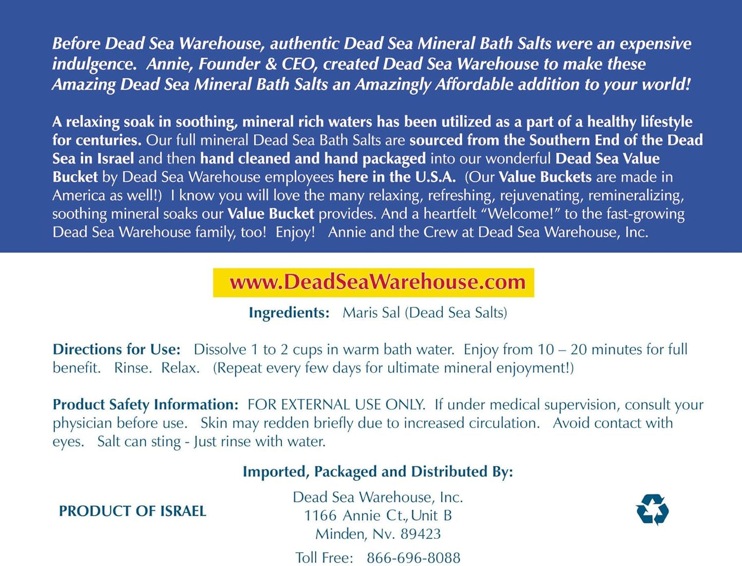Dead Sea Bath Salts - 100% Mineral Therapeutic Formula for Detox & Moisturizing | Unscented 5 lbs