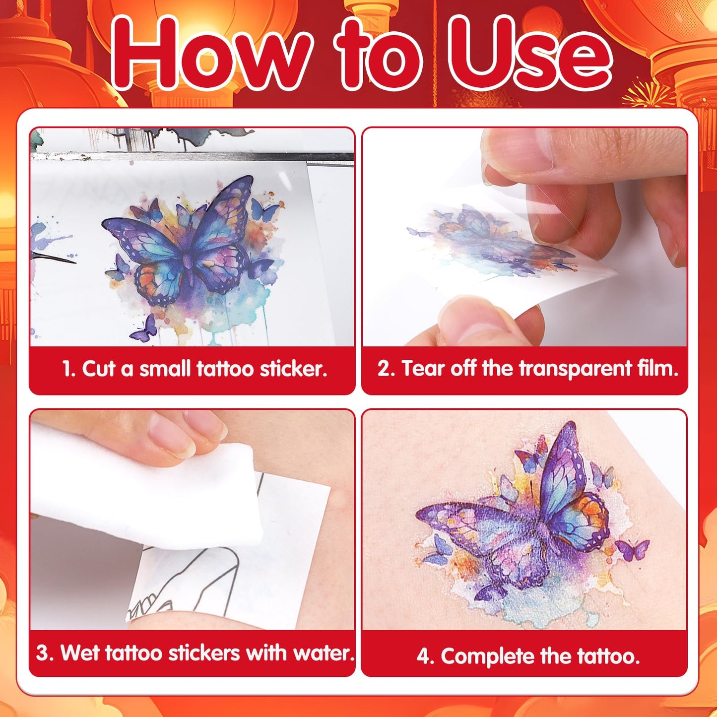 Yoyuspy Chinese New Year Temporary Tattoos, 200+ Chinese New Year Decorations Favors Supplies 2026, Horse Lunar New Year Tattoo Stickers Gifts, Red Envolopes Holiday Festival Supplies Rewards Prizes