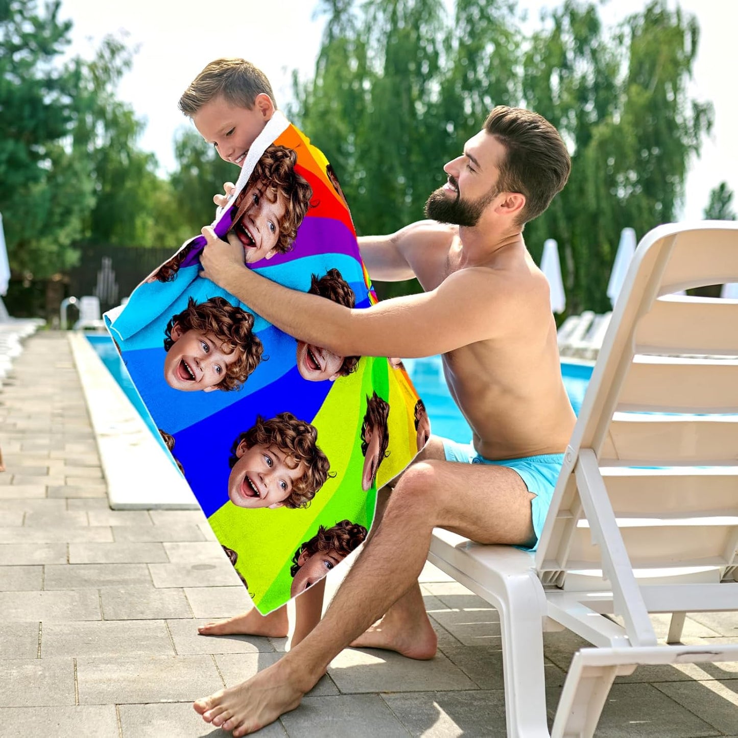 Personalized Beach Towels for Kids | Quick Dry Microfiber, Custom Photo/Text, 40"x70" Size