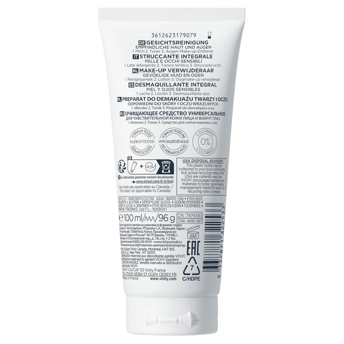 VICHY Pureté Thermale One Step Cleanser for Sensitive Skin, 6.7 Fl. Oz