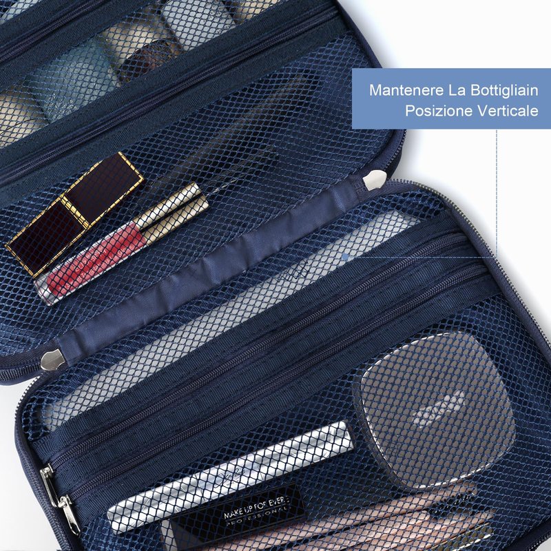 Carttiya Travel Toiletry Bag for Men, Portable Travel Cosmetic Organizer Dopp Kit Water-resistant Shaving Bag for Toiletries Accessories with Hanging Hook, Full-size Container Blue