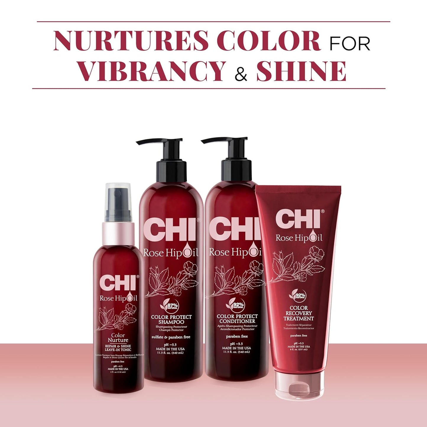 CHI Rosehip Oil Protecting Shampoo - Gently Cleanses Color-Treated Hair | 25 Oz, Sulfate-Free, Paraben-Free