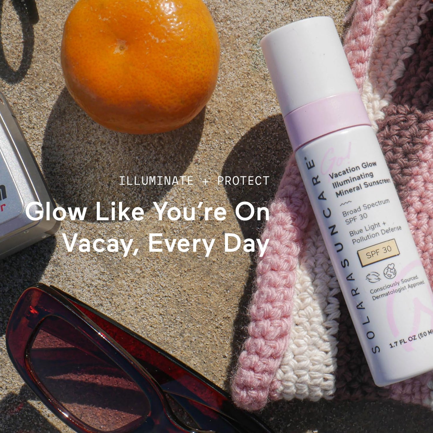 Solara Suncare - Go! Vacation Glow Illuminating Tinted Moisturizer, SPF 30 | EWG Verified, Vegan, Cruelty Free, Reef friendly | Unscented, Lightweight, Safe For Sensitive Skin (1.7 fl oz | 50 ml)