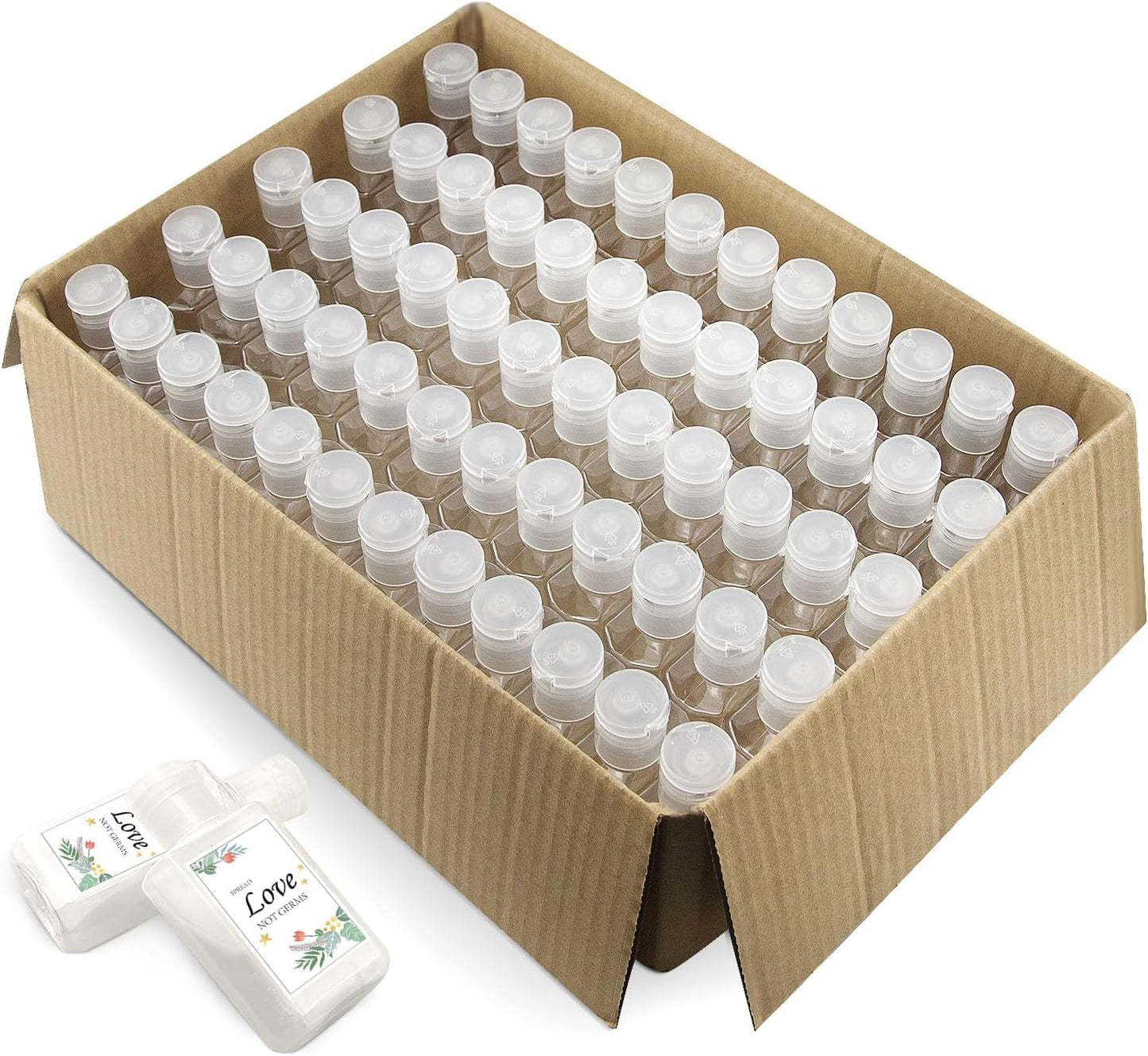 Clear Hand Sanitizer Bottles - 60 Pack Refillable Plastic Flip-Top Containers | BPA-Free, 60ml/2oz