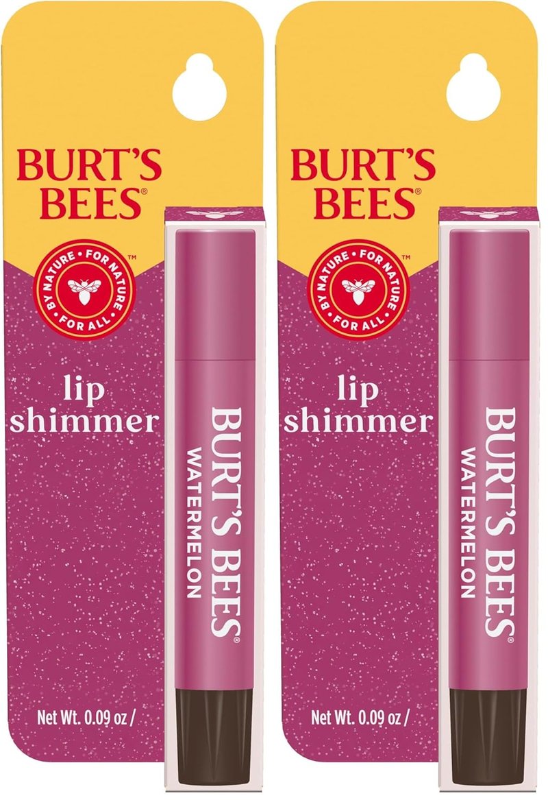 Burt's Bees Shimmer Lip Tint - Moisturizing Tinted Lip Balm for All-Day Hydration | Watermelon, 0.09 oz (Pack of 2)