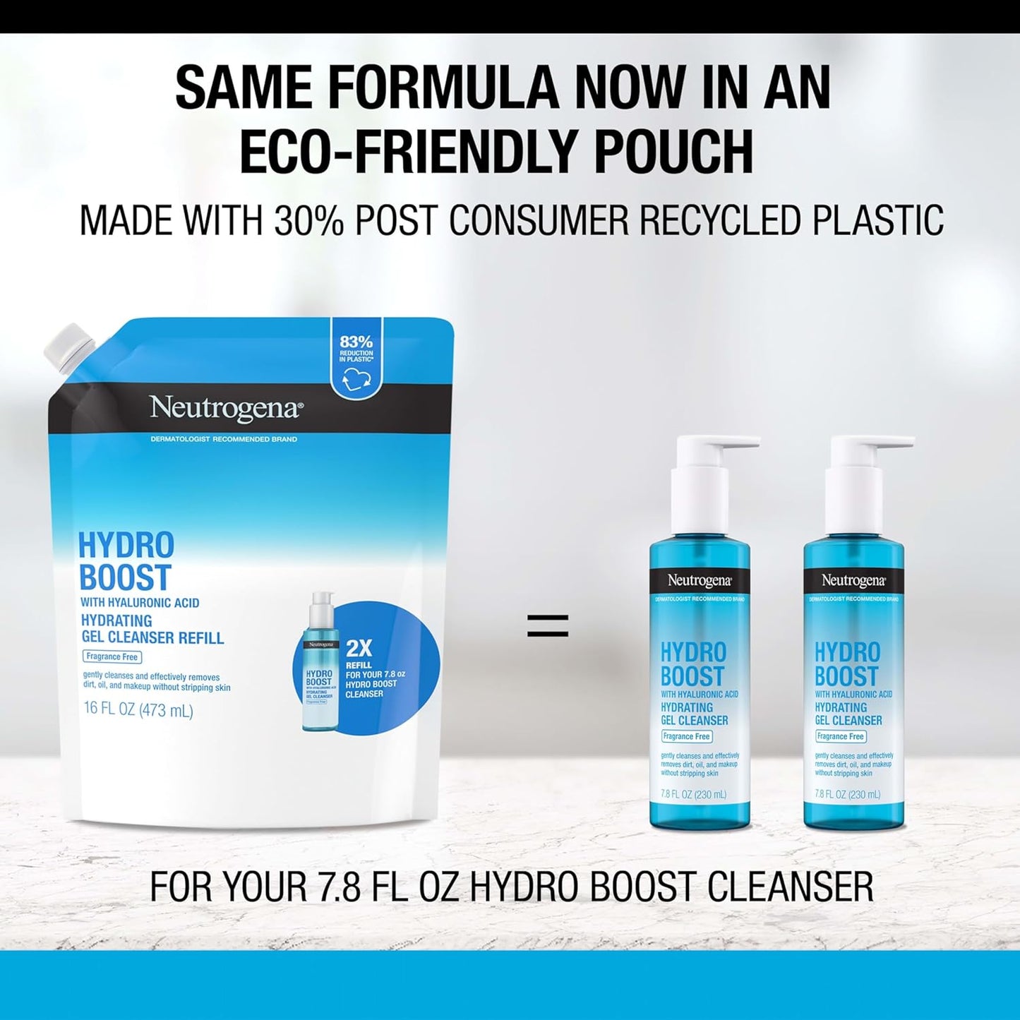 Neutrogena Hydro Boost Hydrating Gel Facial Cleanser - Fragrance-Free, Daily Foaming Face Wash, 16 fl. oz