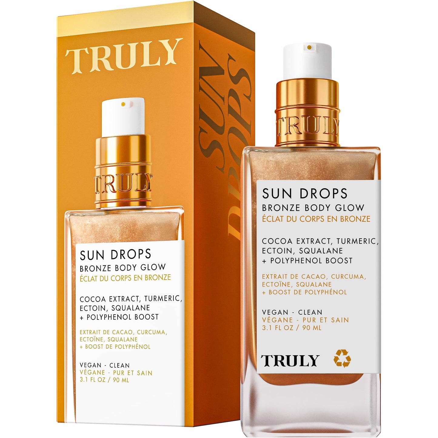 Truly Beauty Sun Drops Bronze Body Glow Oil – Bronzing Oil for Radiant Skin, Hydrating Body Shimmer with Turmeric & Cocoa Extract, Lightweight Non-Greasy Illuminating Formula for All Skin Tones