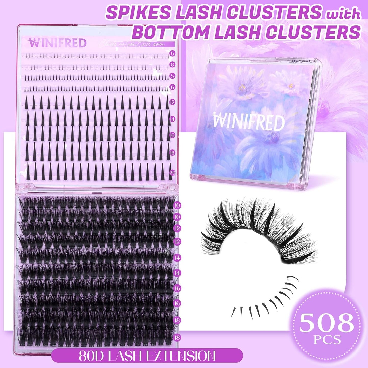 Winifred Bottom Lash Clusters Thick Volume Lower Lash Extension DIY Individual Lashes Bottom Clusters Lashes for Cluster Eyelash Extensions (168pcs)