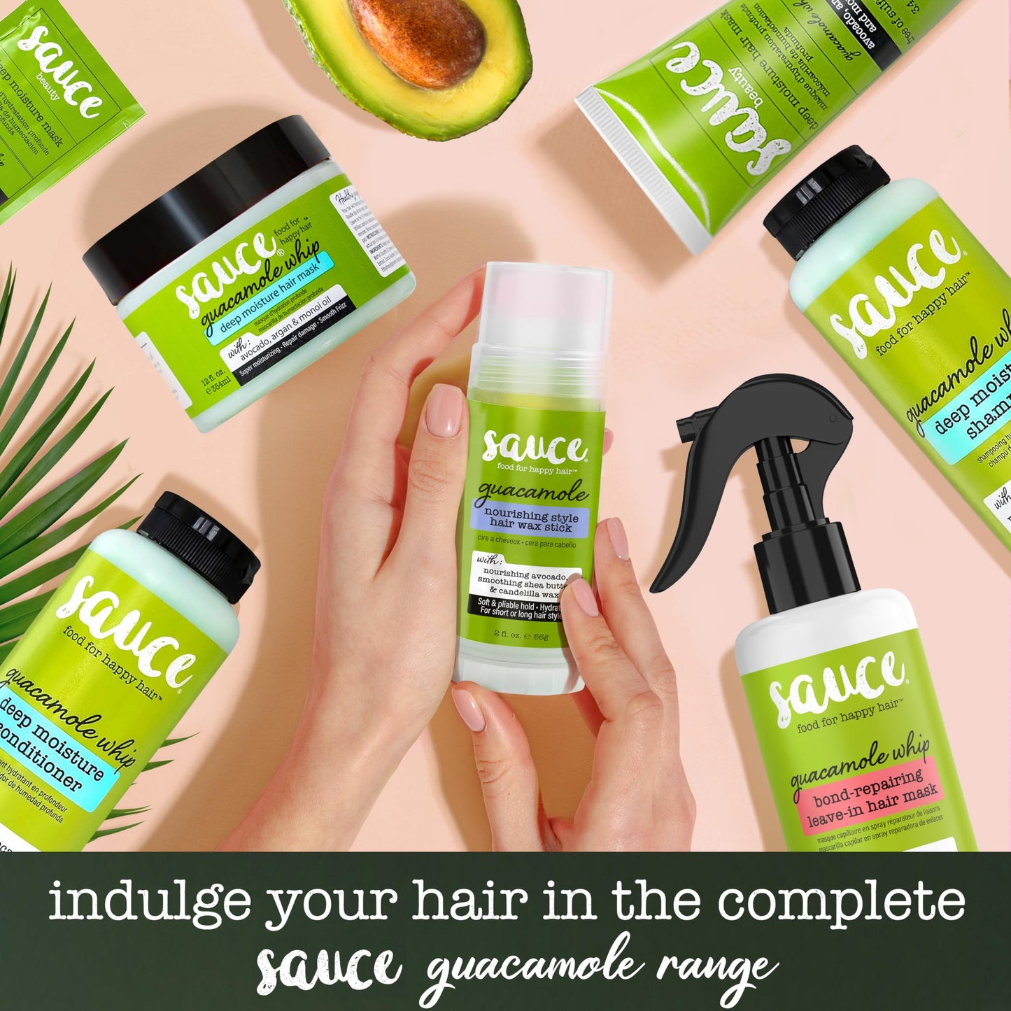 SAUCE BEAUTY Guacamole Hair Wax - Paraben & Sulfate Free, Moisturizing Avocado Oil & Shea Butter Wax for Styling Flyaway & Brittle Hair (2 oz)