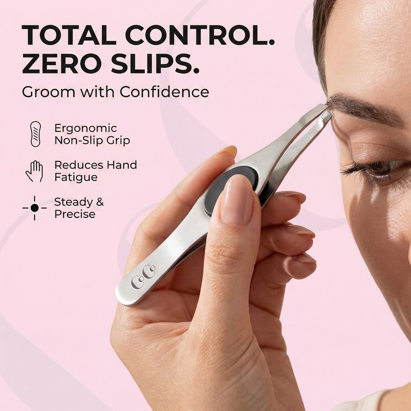 Cocos Tweezers for Facial Hair Women - Slanted Eyebrow Tweezers, Stainless Steel with Sharp Precision for Shaping Eyebrows, and Ingrown & Fine Hair Removal - Non-Slip Grip