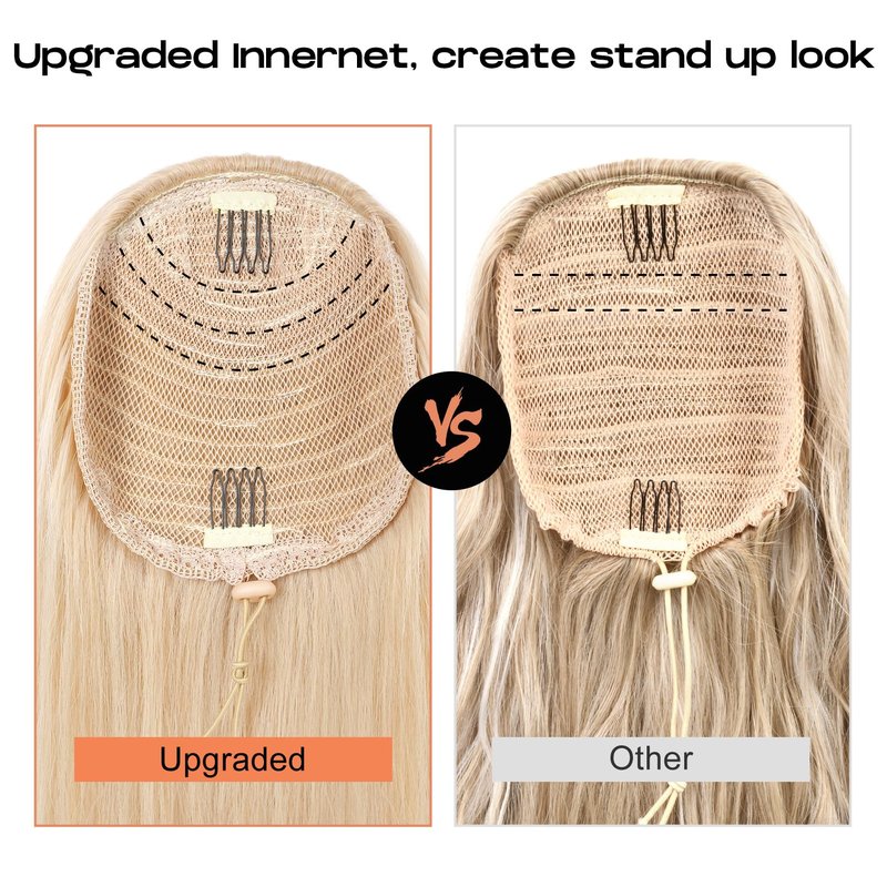 SEIKEA Versatile Drawstring Ponytail Extension, 26" Long Wavy Multi Layered Clip in Ponytail Hair Extensions Stand Up High Fake Pony Tail Soft Natural Synthetic Hairpiece Chocolate Brown Highlights