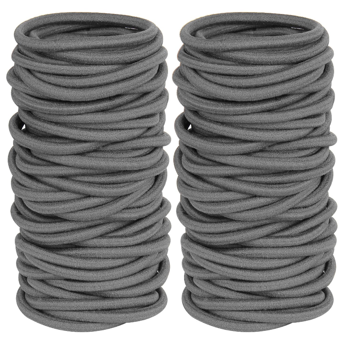Gray Hair Elastics for Thick Hair, 120 PCS No Damage Hair Ties, Strong Stretch Ponytail Holders for Women and Girls, Seamless & Long Lasting (4mm)