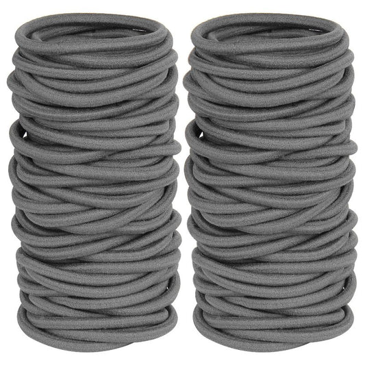 Gray Hair Elastics for Thick Hair, 120 PCS No Damage Hair Ties, Strong Stretch Ponytail Holders for Women and Girls, Seamless & Long Lasting (4mm)