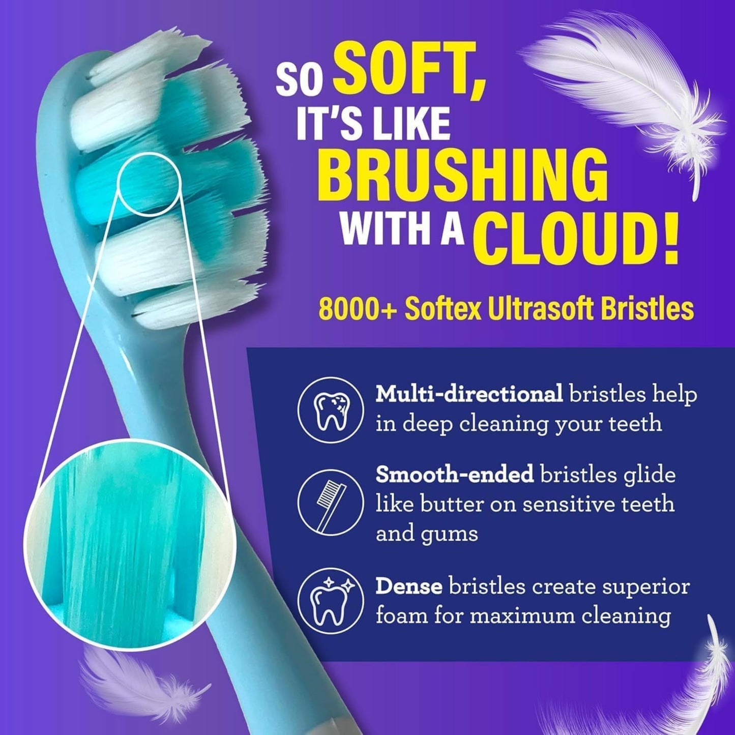 GuruNanda Butter On Gums Toothbrush, ADA Accepted, with 8000+ Ultra Soft Softex Bristles for Sensitive & Receding Gums, Perfect for Whiter Teeth, 6 Ct (Pack of 4)
