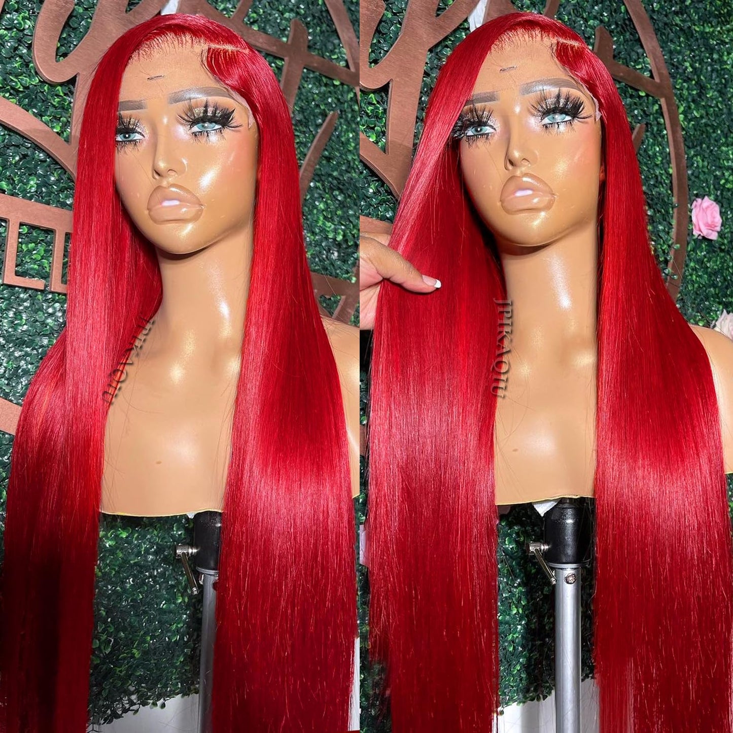 JPIKAQIU Red Wig Lace Front Wigs Red Hair Synthetic Lace Front Wigs for Fashion Women Long Straight Hair Glueless Lace Wigs 24 Inch