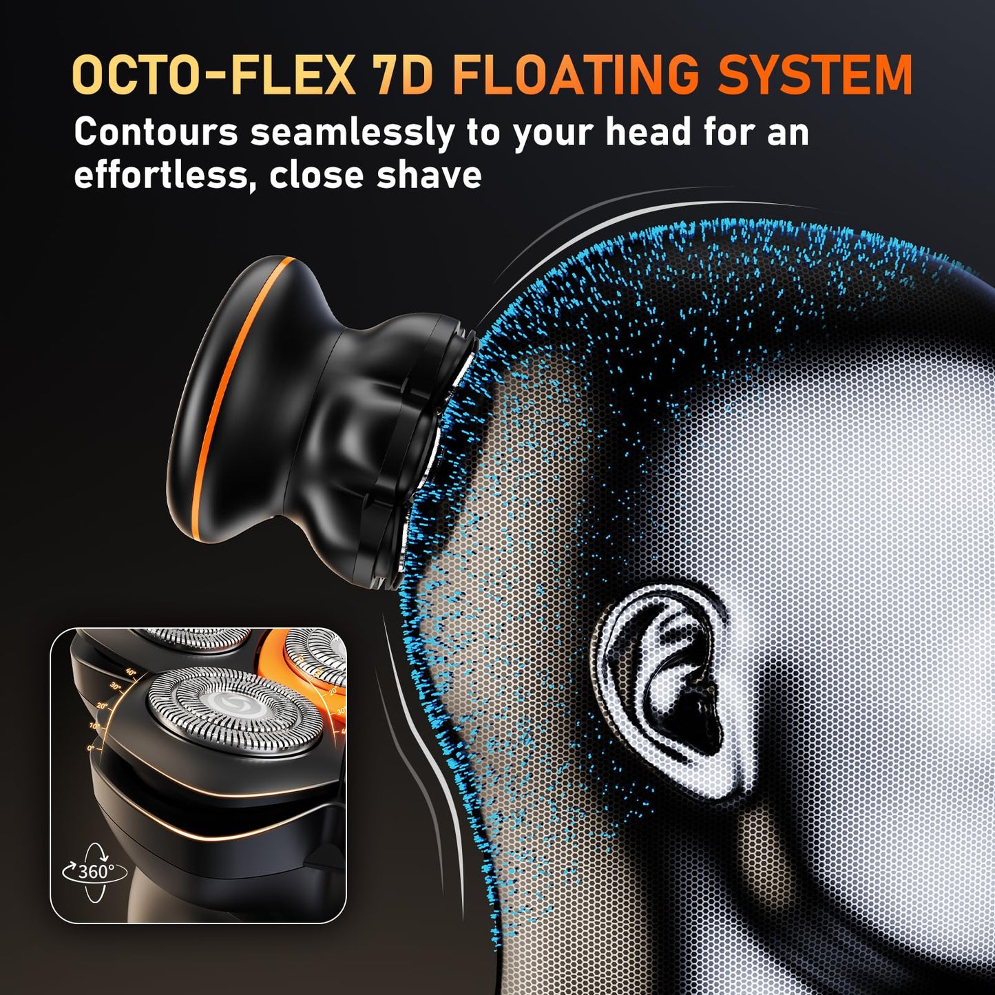 MAXGROOM 7D Head Shavers for Bald Men – Waterproof Electric Razor with Flexible Blades, Close Shave, Cordless Rechargeable & Long Battery Life, LED Display, Wet/Dry Use, Ideal Gift for Dad Husband