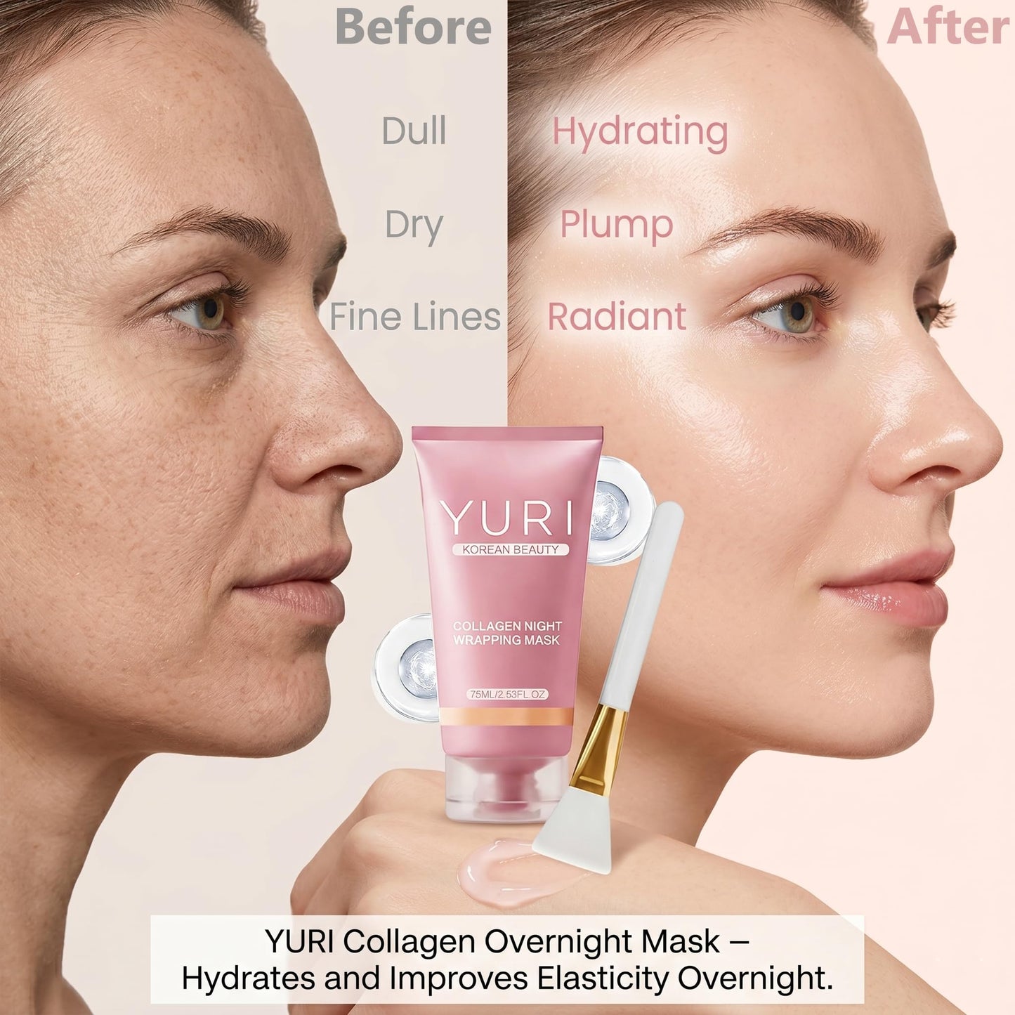 Orvian YURI Collagen Night Wrapping Mask,YURI Collagen Mask,Easy Peel Off Facial Mask Skin Care night mask,Hydrating Face Mask is the Ideal Gifts for Women and Teen Girls!2.54 fl.oz (2pcs)