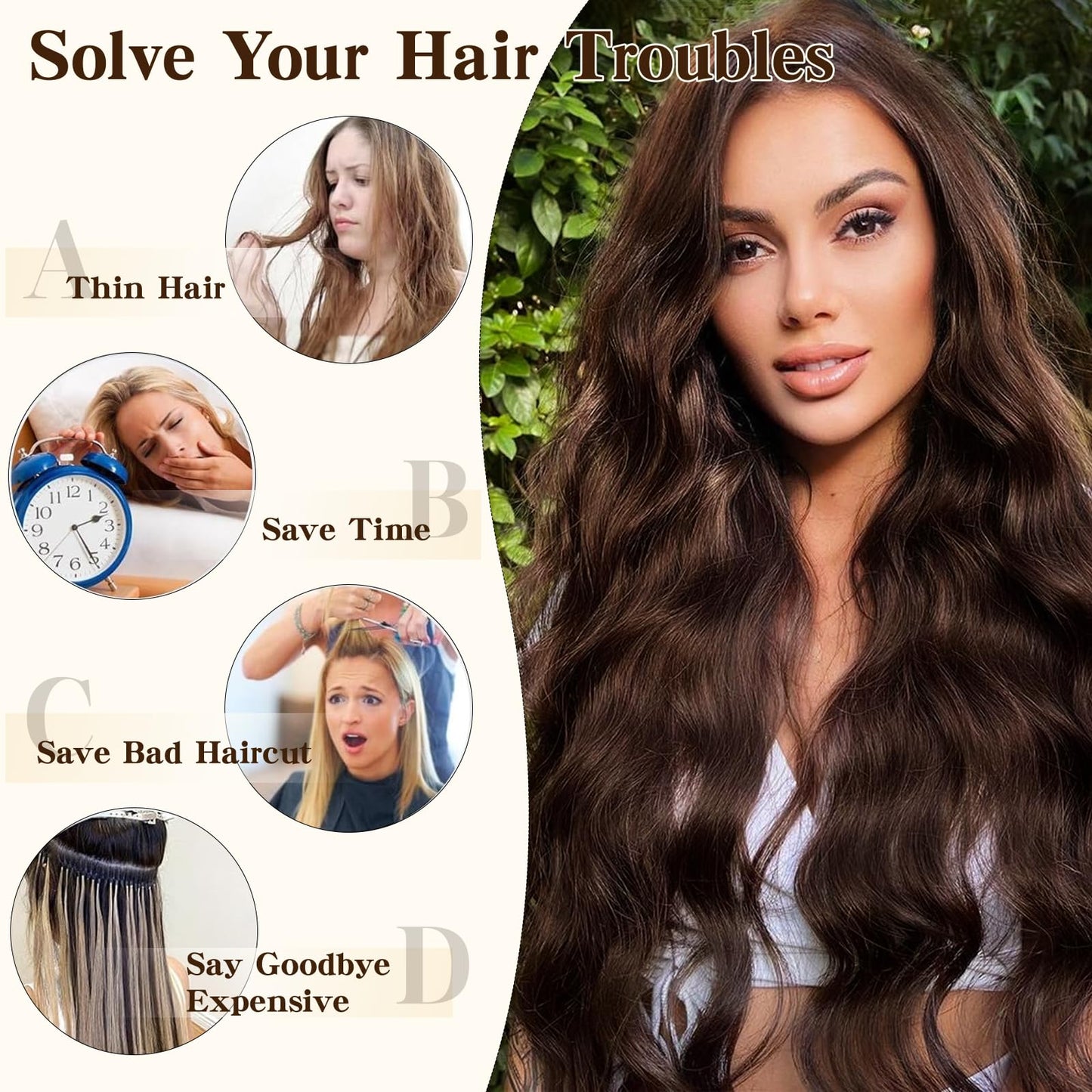 DOULKIKE Clip In Hair Extensions 22 Inch Wavy 4PCs Heat Resistant Synthetic Set (200g Thick) for Daily Use, Undetectable Volume Tangle Free #9 Color