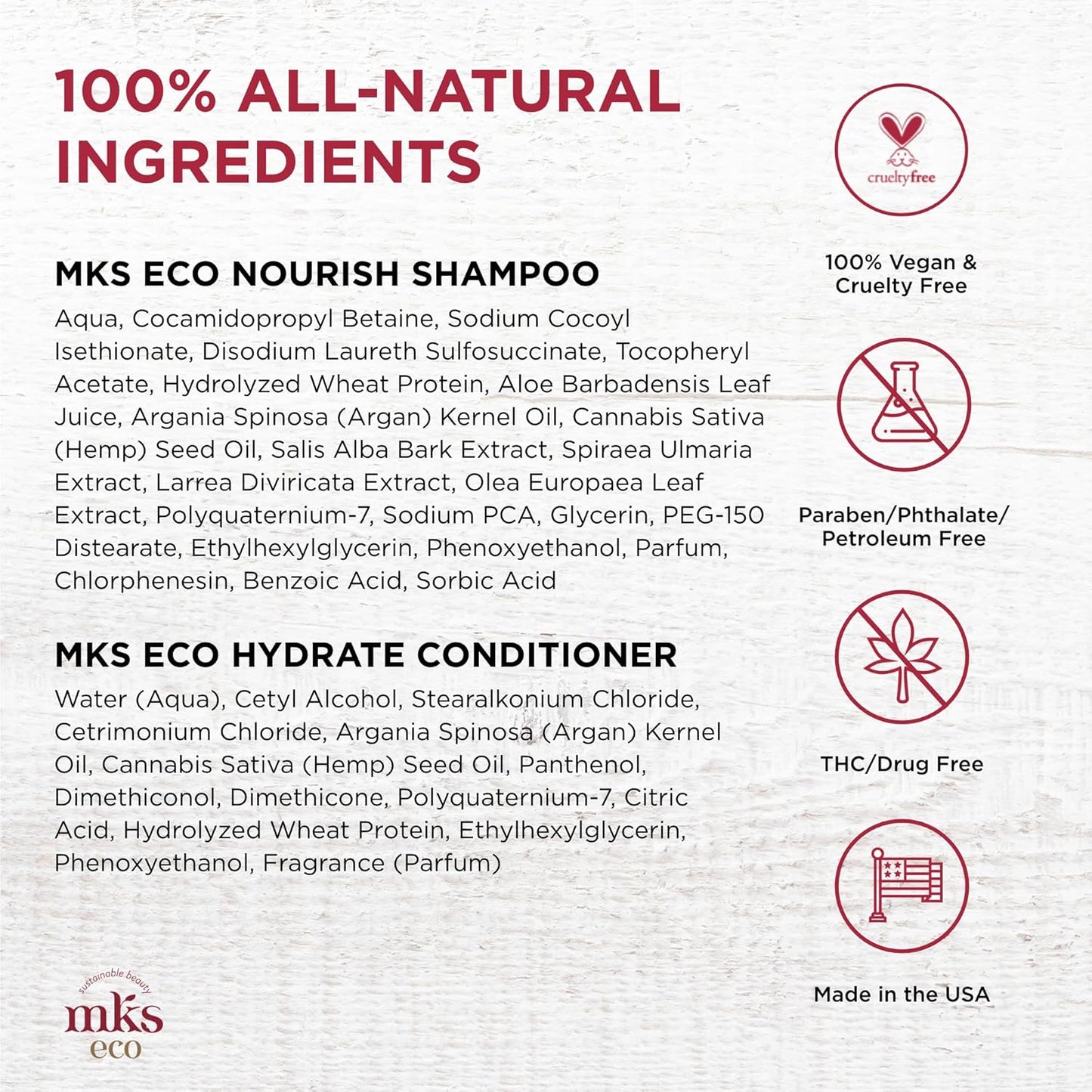 MKS Eco Nourish Shampoo & Hydrate Conditioner Set | Moroccan Argan Oil, Vegan, 10 fl oz Each