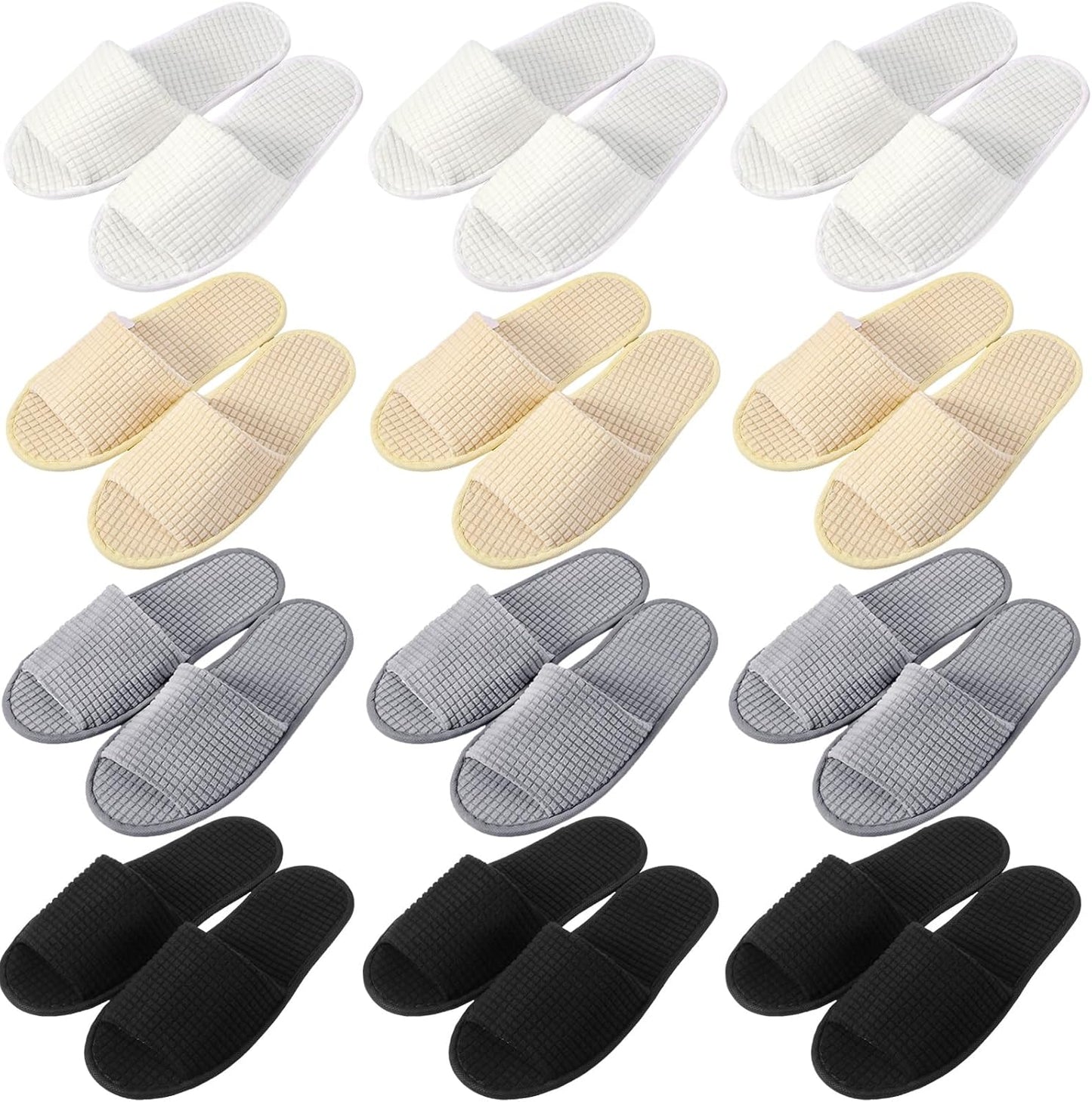 Disposable Spa Slippers - Open Toe Fleece Sandals for Guests | 12 Pairs for Hotels, Weddings & Home Use