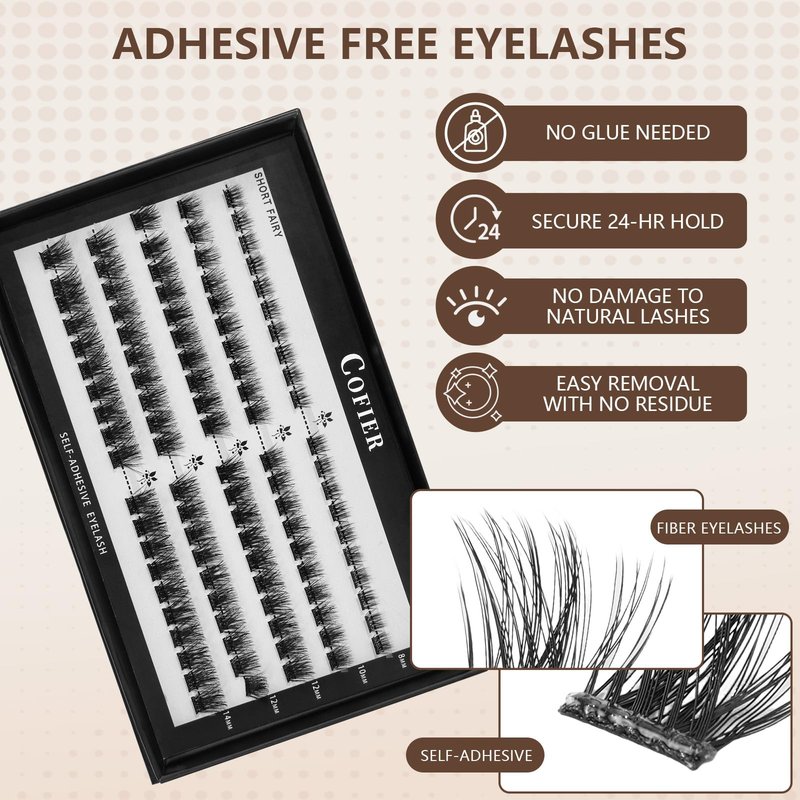 Glue-Free Wispy Lash Clusters Kit, 90 Pcs Individual Eyelash Clusters- DIY Lash Extension Kit with eyelashes Tweezers, Natural Fluffy Fake Lashes, Beginners Friendly (Cateye(10-17mm/60PcS) C Curl)