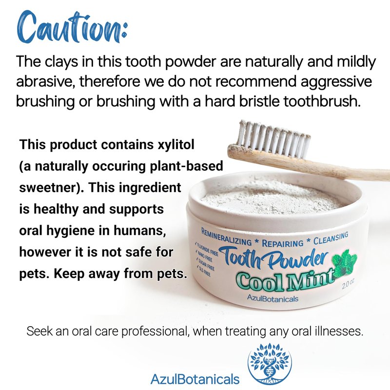 Remineralizing & Cleansing Oral Care - Tooth Powder, Cool Mint. Fluoride Free, SLS Free, Nano Free for Organic Oral Wellness (2 Ounces)