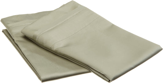 Superior 700 Thread Count Egyptian Cotton Pillowcase Bed Set, Modern Solid Sateen, Naturally Breathable and Cooling, Extra Comfort Pillow Cover, Includes: Two Pillowcases, King, Sage