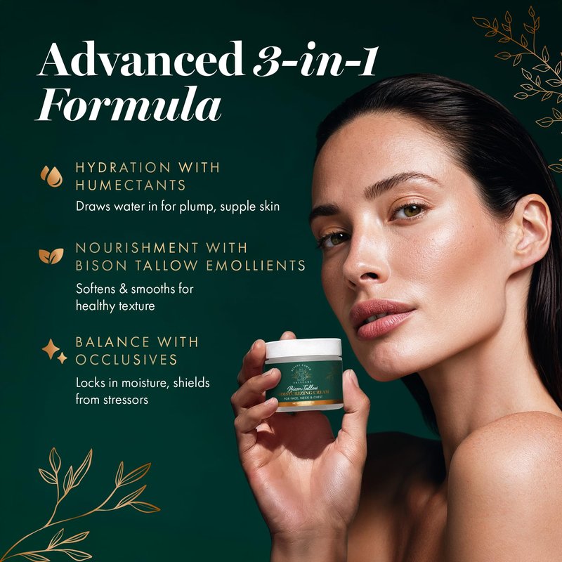 Bison Tallow Face Cream with Bakuchiol & Hyaluronic Acid, Anti Aging Moisturizer for Women, Fragrance Free, Retinol Alternative, Grass Fed, Ancestral Beauty Gift for Her