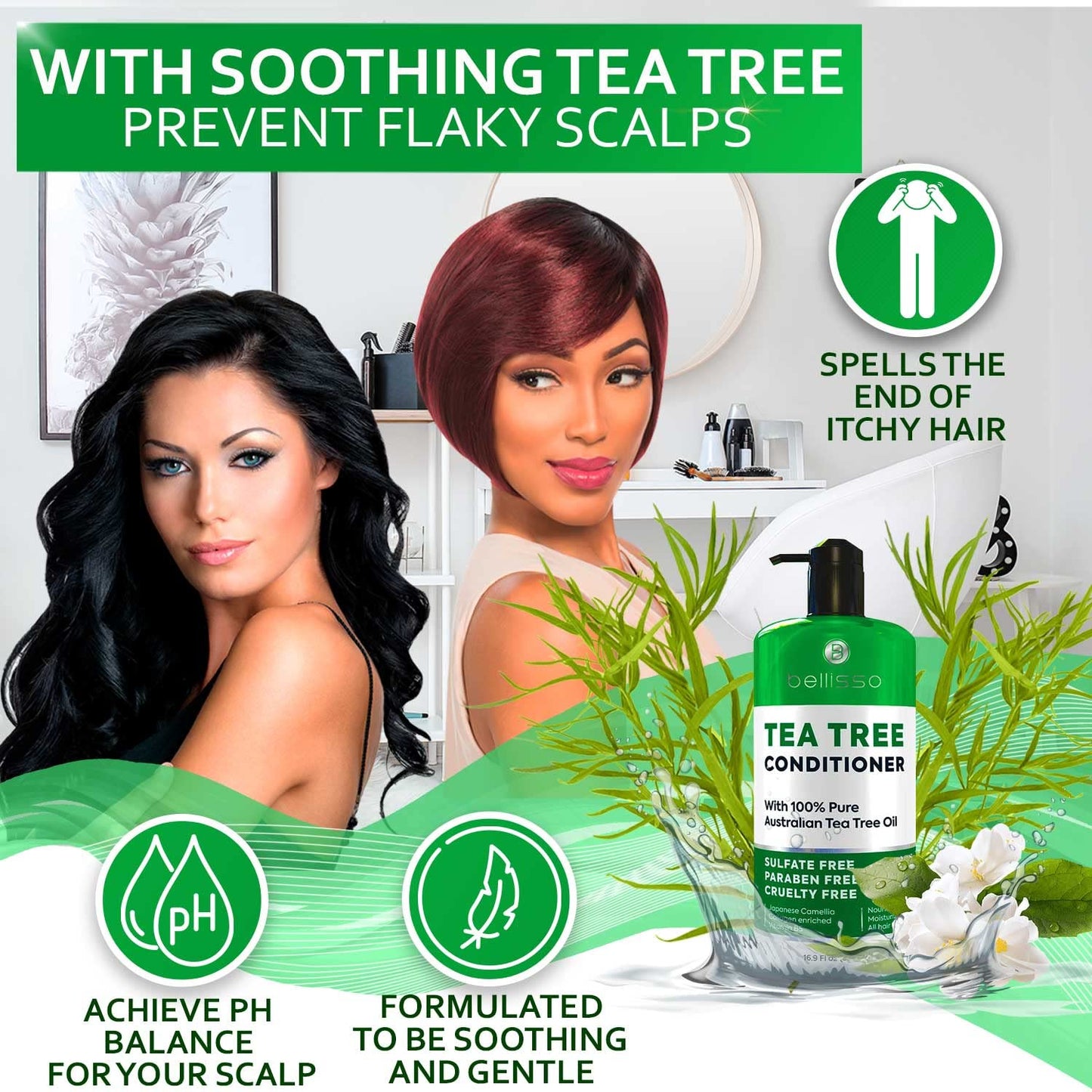 Tea Tree Oil Shampoo & Conditioner Set - Nourishing Hair Care | 16 Fl Oz