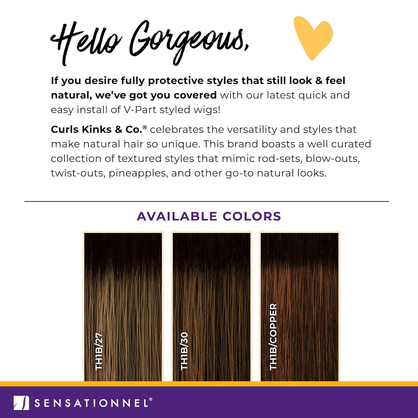Sensationnel V-Part Wig - Natural Kinky Texture for 3C to 4C Hair | Glueless, Narrow Part, 1B Off Black
