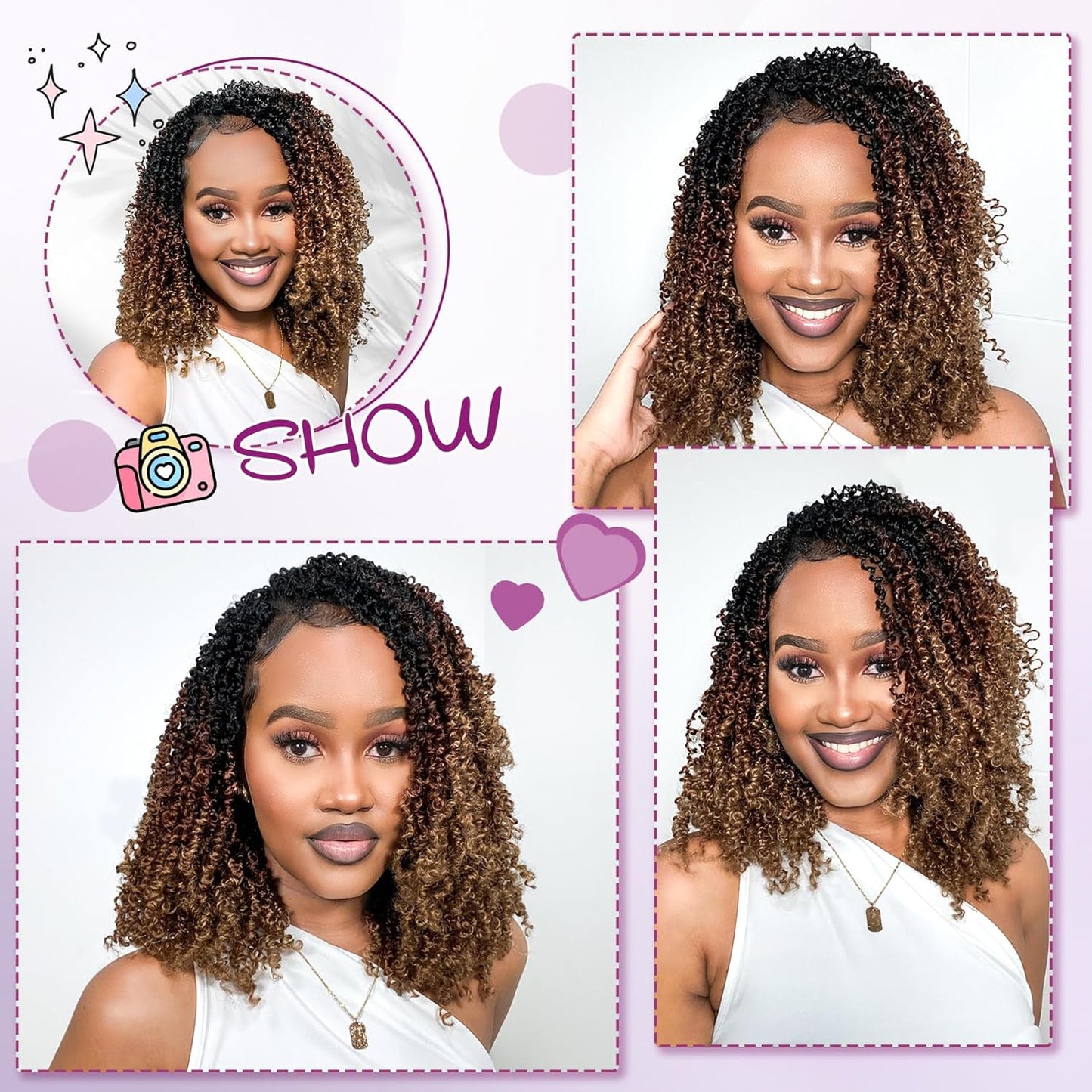 Yanky Mini Twist Crochet Hair - 10 Inch Passion Twist for Black Women | Pre-Twisted with Curly Ends (1B/30/27#)