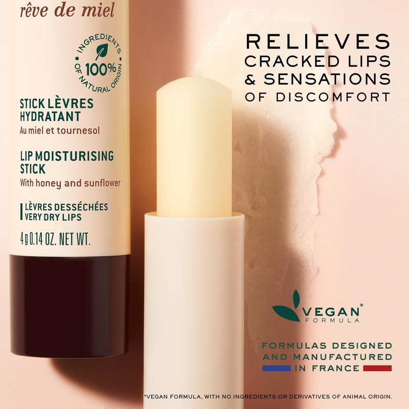 NUXE Rêve de Miel Lip Balm With Shea Butter and Vitamin E. 100% Natural Organic Lip Moisturizer for Cracked & Dry Lips, 0.14 Oz