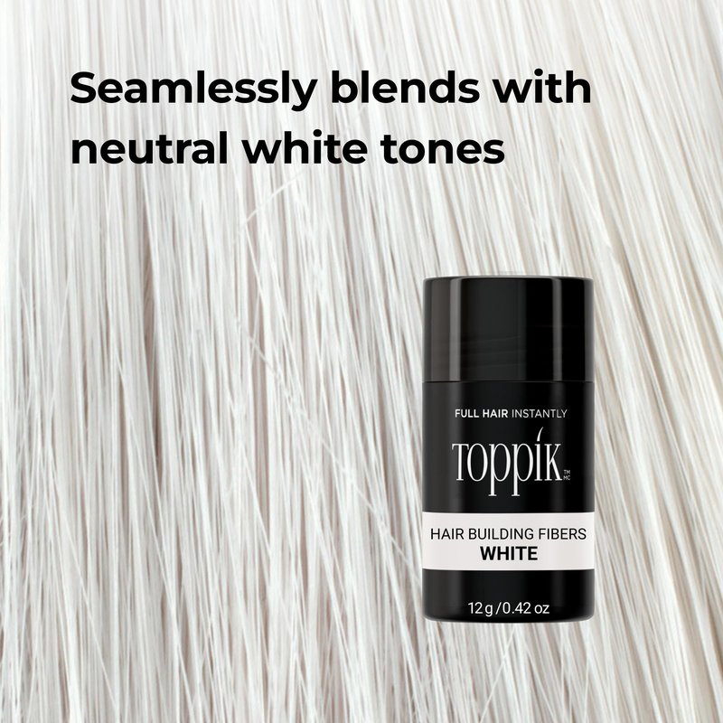 Toppik Hair Building Fibers, White, 0.11 oz Fill In Fine or Thinning Hair, Instantly Thicker, Fuller Looking, 9 Shades for Men & Women, Keratin Protein Formula