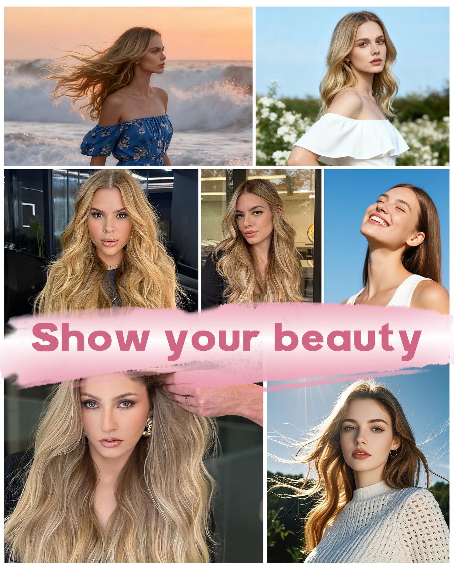 KiiKiiGirl Microlink Hair Extensions Human Hair,14 Inch #16/60 Blonde Highlight Golden Mixed Grayish Brown Micro Loop Microbead Micro Link Hair Extensions Human Hair Invisible Straight 30g/43s