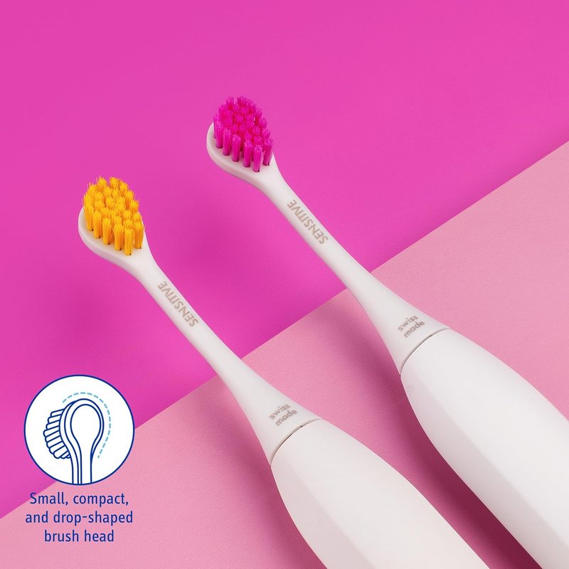 Curaprox Hydrosonic Brush Heads - Gentle Gum Care & Effective Plaque Removal | 2-Pack in Yellow/Pink | Compatible with All Curaprox Sonic Models