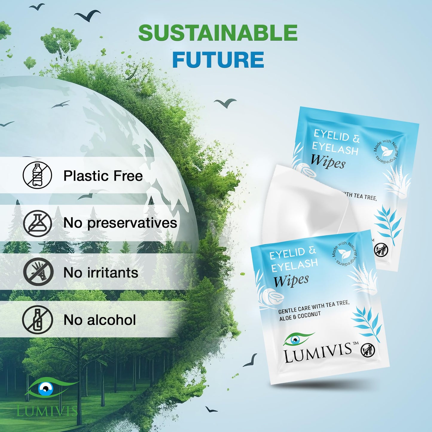Lumivis Eyelid Wipes – Gentle Daily Eye Hygiene, 144 Individually Wrapped