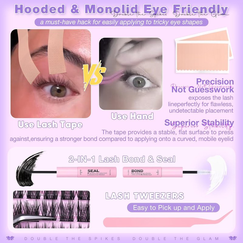 Natural Eyelash Clusters Kit - 216 Pcs Wispy Anime Lashes 10-16mm | Fairy Manga Lash Extensions with Glue & Tape
