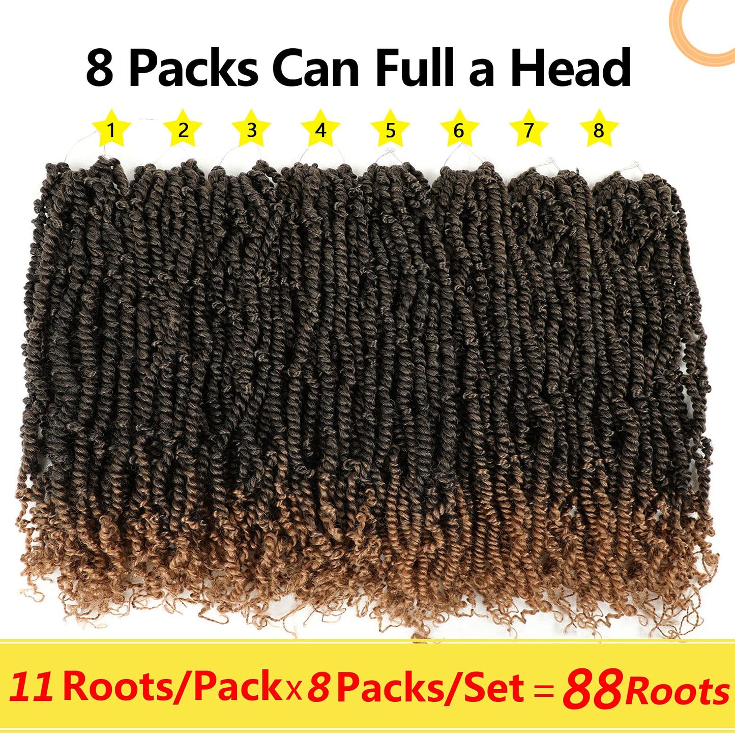 Fulcrum Passion Twist Crochet Hair 18 Inch, 8 Packs Pre Looped Passion Twist Hair, Pre-Twisted Passion Twist Crochet Hair For Black Women (18Inch (Pack of 8), T27#)