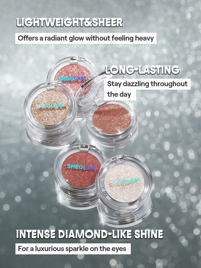 SHEGLAM Enigma Sparkly Eyeshadow Longwear Eyeshadow Single, High-Pigment Eye Shadow Compact, Smooth & Blendable Colors-Pure