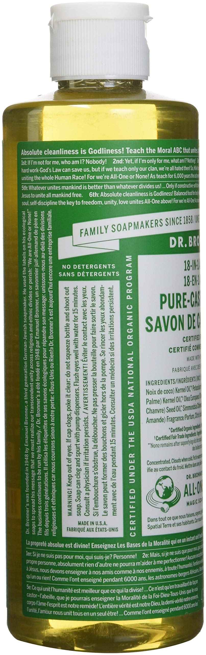 Dr. Bronner's 18-in-1 Hemp Almond Pure-Castile Liquid Soap, 1 Pound (Pack of 1).