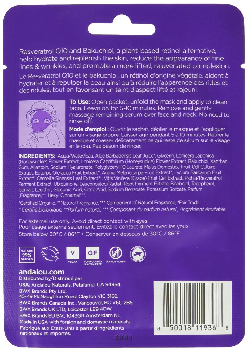 Andalou Naturals, Age Defying Instant Rejuvenate & Firm Sheet Mask (Pack of 5)