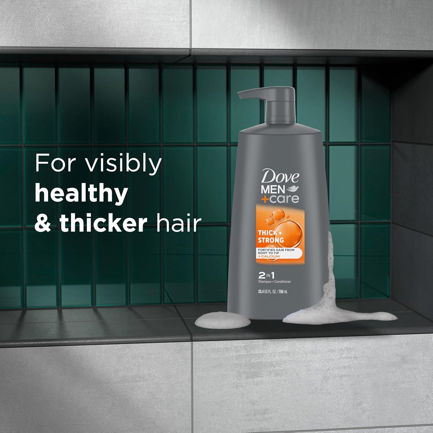 Dove Men+Care 2-in-1 Shampoo & Conditioner - Fortifying Hair Care with Calcium | 25.4 oz, 4 Count