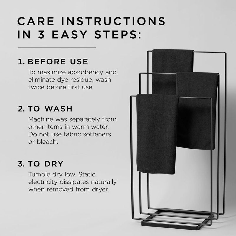Microfiber Hair Towels - Absorbent Fast-Drying Salon Towels | Ultra-Soft Lint-Free, 16" x 29", 10-Pack - Black