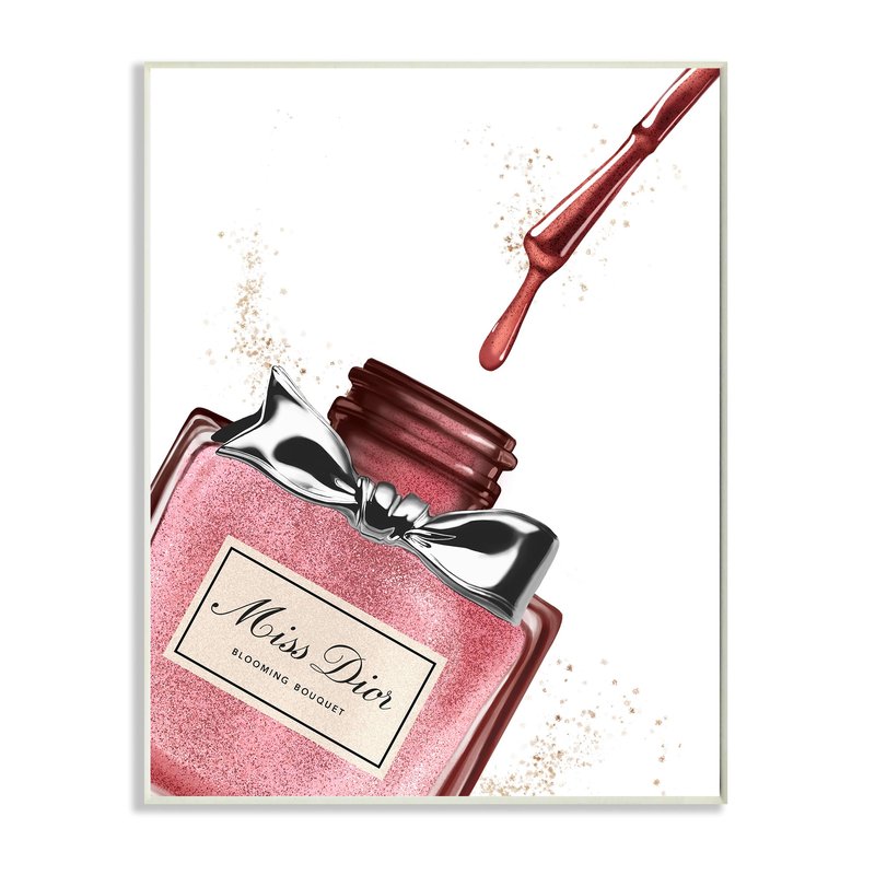 Stupell Industries 'Makeup Nail Polish Brush Pink Silver Drip', Wall Plaque Art, 10 x 15 Inches, Easy to Hang and Sturdy, Made in USA, by Ziwei Li