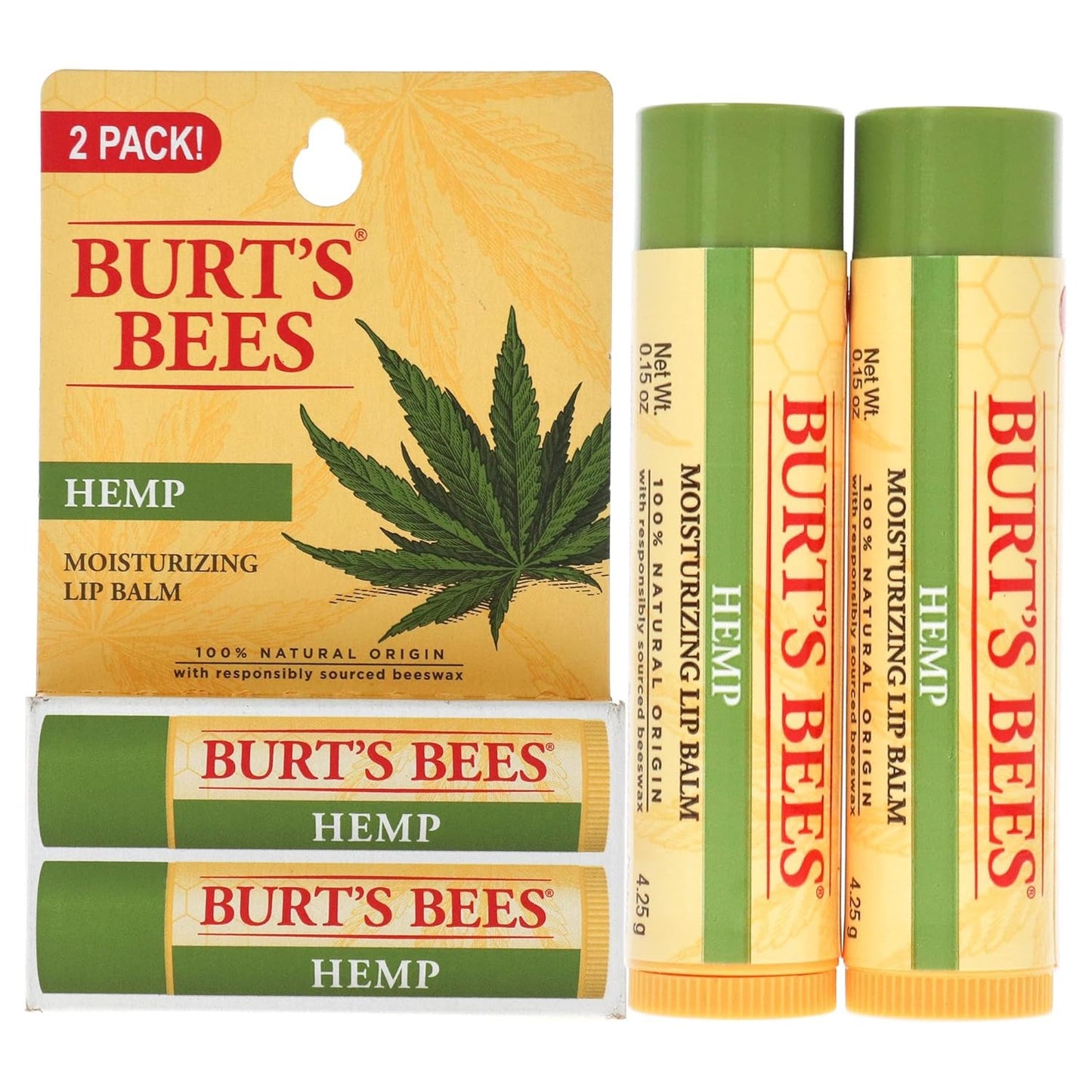 Burt's Bees Hemp Lip Balm - Nourishing Moisturizer for Soft Lips | 2 oz Unisex