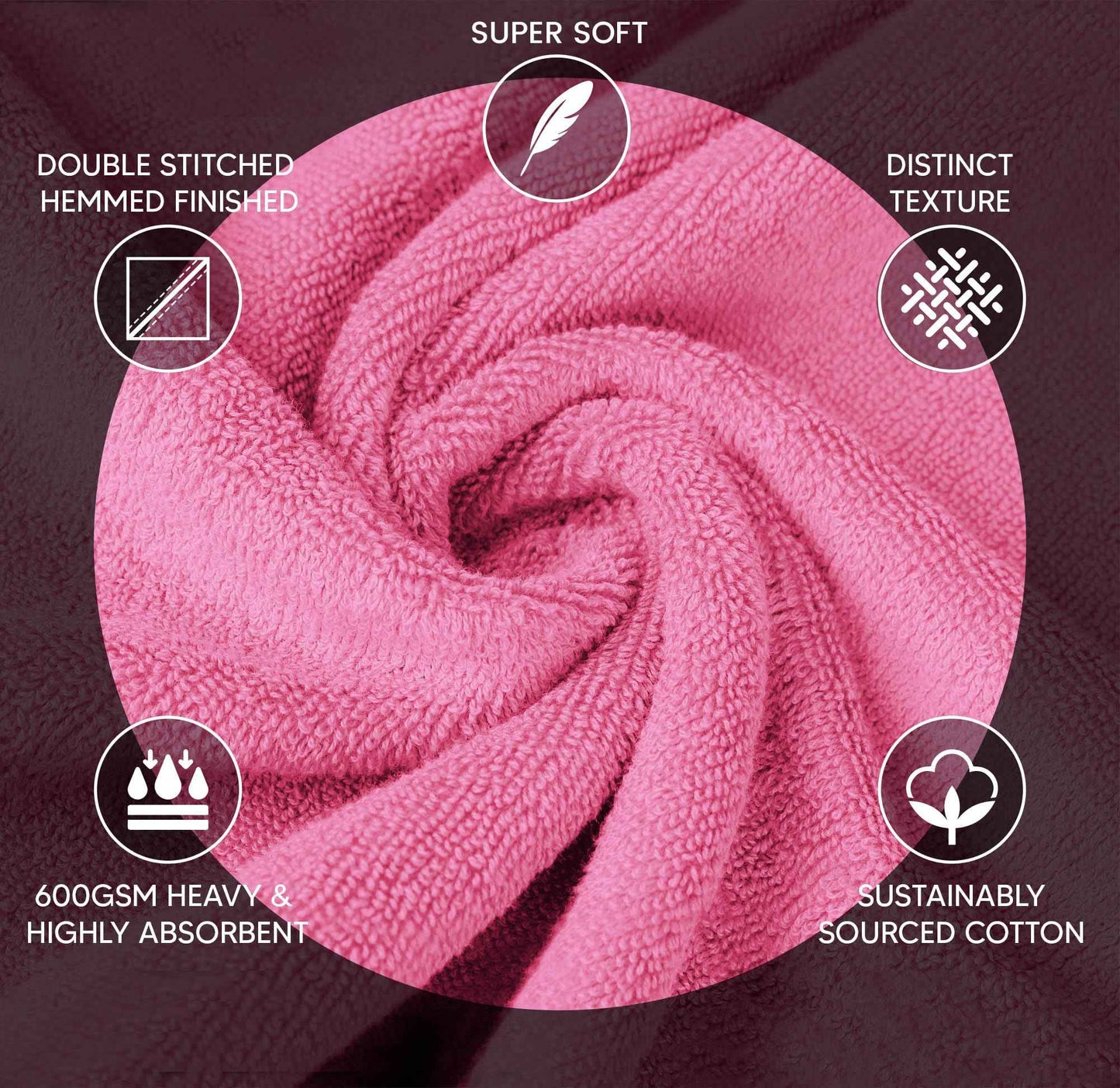 YRALY Luxury Wash Cloths 12 Pack |13x13 Inch | 600 GSM | 100% Ring Spun Cotton Washcloths for Body and Face – Soft and Absorbent Face Towels for Bathroom, Hotel, Spa, Gym (Pink)