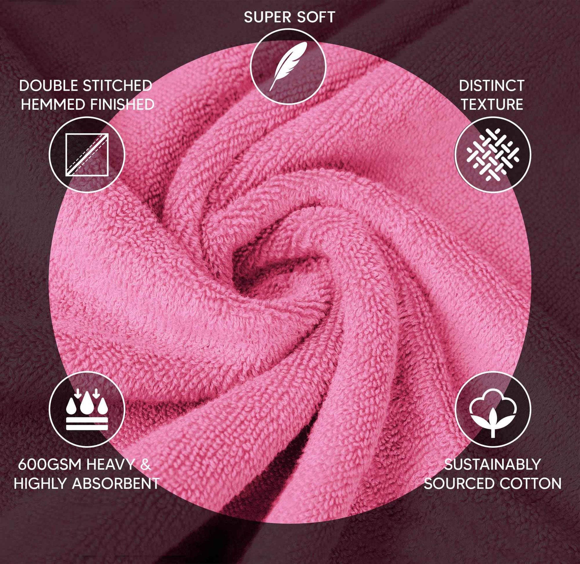 YRALY Luxury Wash Cloths 12 Pack |13x13 Inch | 600 GSM | 100% Ring Spun Cotton Washcloths for Body and Face – Soft and Absorbent Face Towels for Bathroom, Hotel, Spa, Gym (Pink)