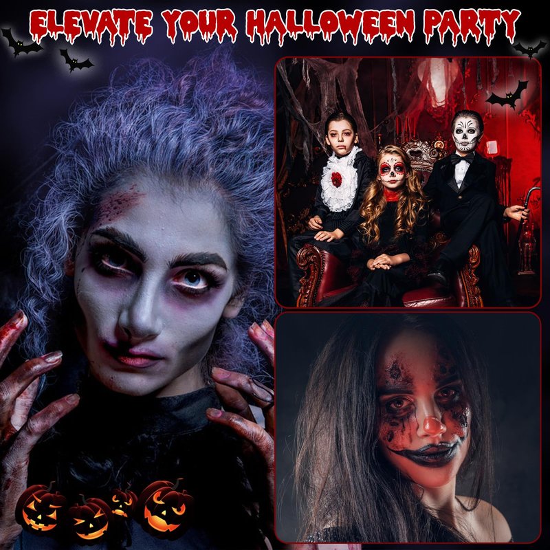 Halloween Liquid Latex Special Effects SFX Makeup Kit - 8 Colors Bruise Face Body Paint Palette,Liquid Latex+Scar Wax+Spatula Tool+Fake Blood Spray+Coagulated Blood With Sponges for Halloween Cosplay