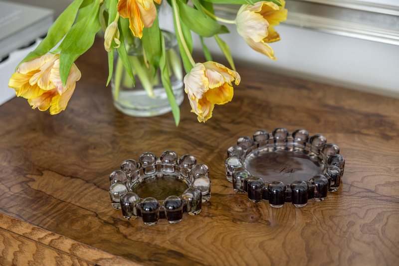 Alice Lane Original Bubble Candle Dish Large – Chic Smoky Glass Candle Dish for Home Decor – Decorative Modern Candle Holder for Small Candles & Diffusers